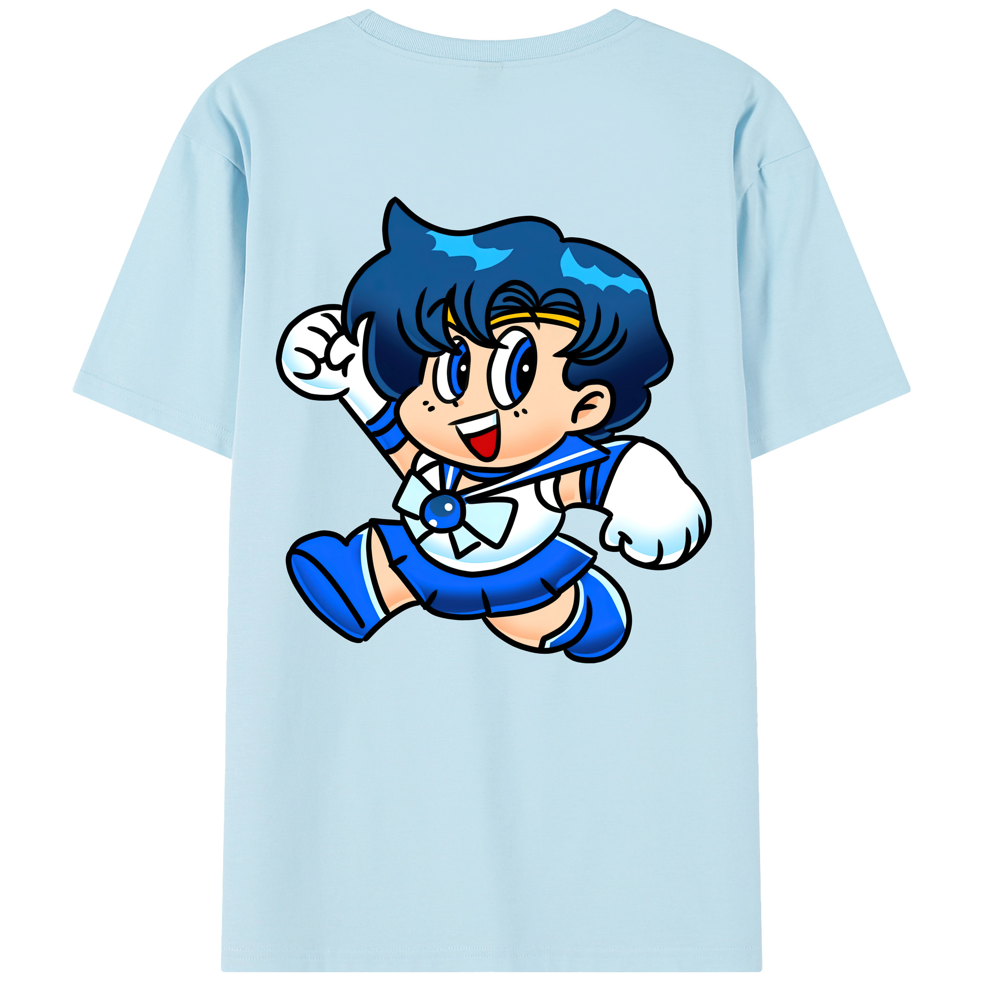 （画像用） 美少女戦士セーラームーン 水野 亜美 みずの あみ Sailor Moon Mizuno Ami 綿100％半袖Tシャツ（背面プリント）
